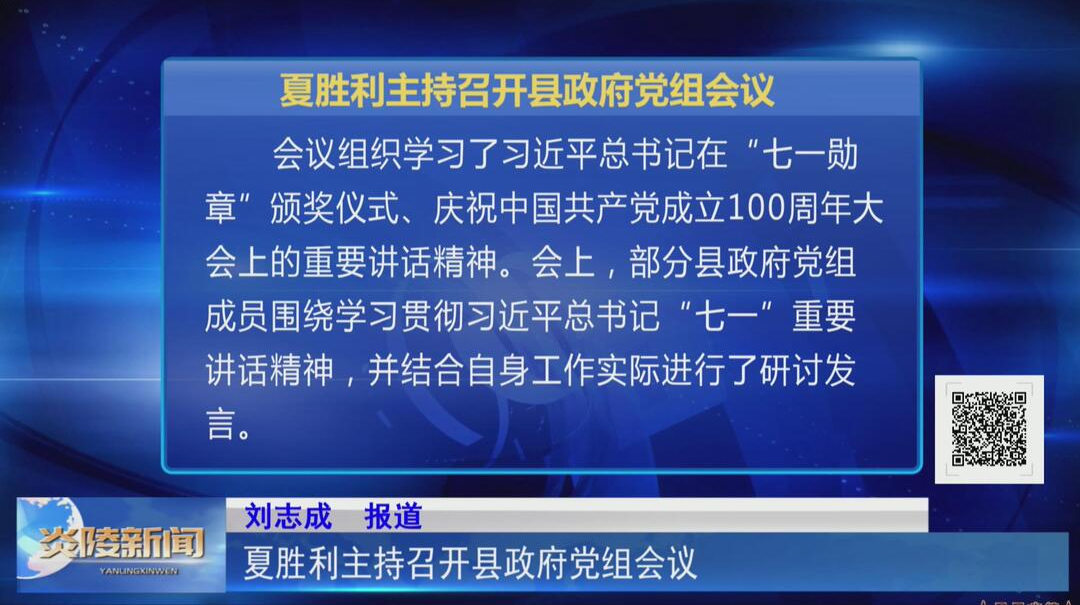 夏胜利主持召开县政府党组会议【视频】