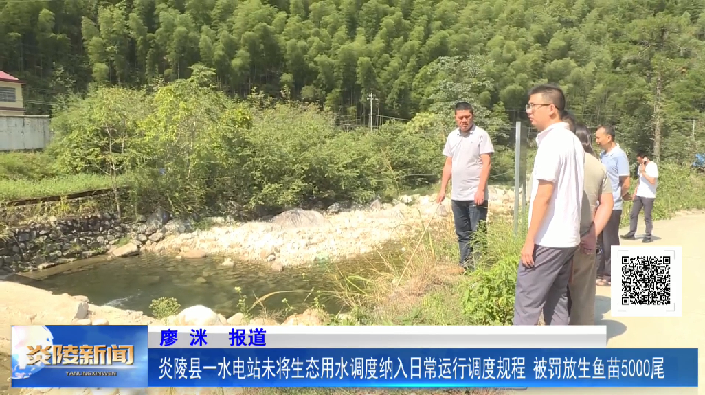炎陵县一水电站未将生态用水调度纳入日常运行调度规程 被罚放生鱼苗5000尾