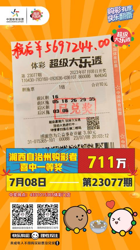 我省喜中超级大乐透711万元头奖的购彩者来领奖啦