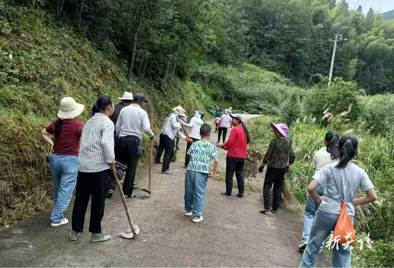 炎陵县下村乡：村民自发清扫道路  助力炎陵黄桃产销季