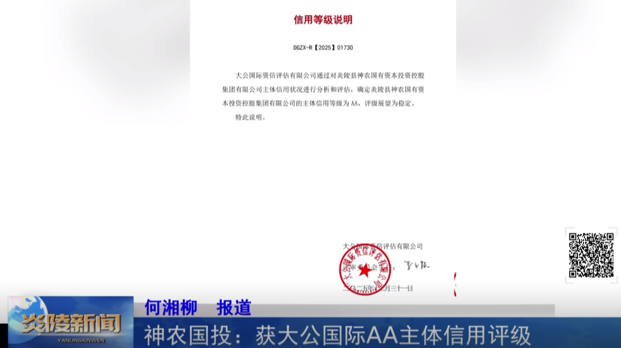 神农国投：获大公国际AA主体信用评级