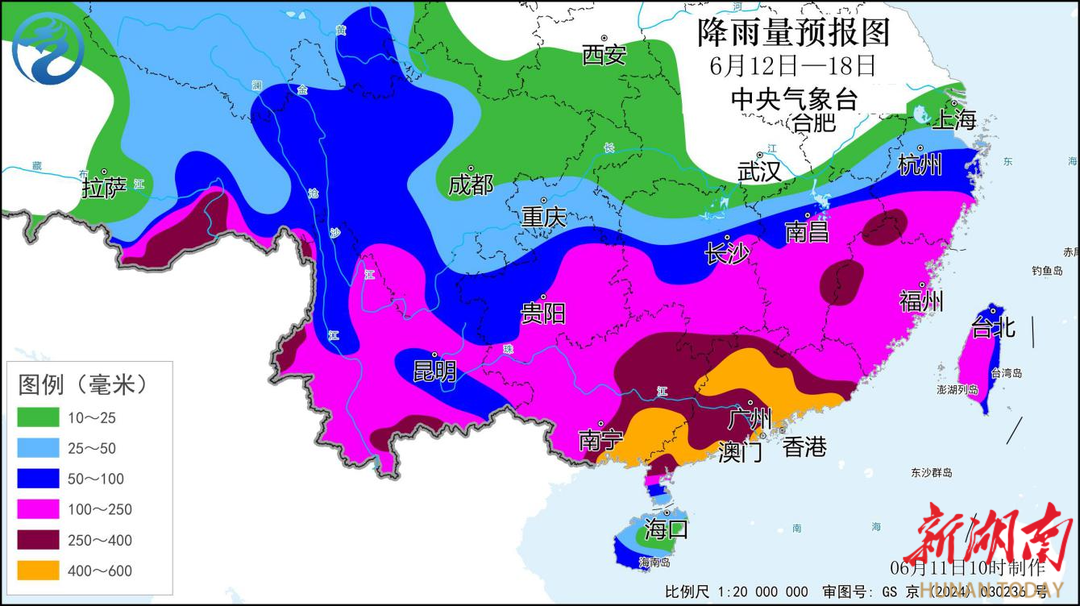 12日起南方地区进入新一轮降雨集中期，湖南南部需注意防范